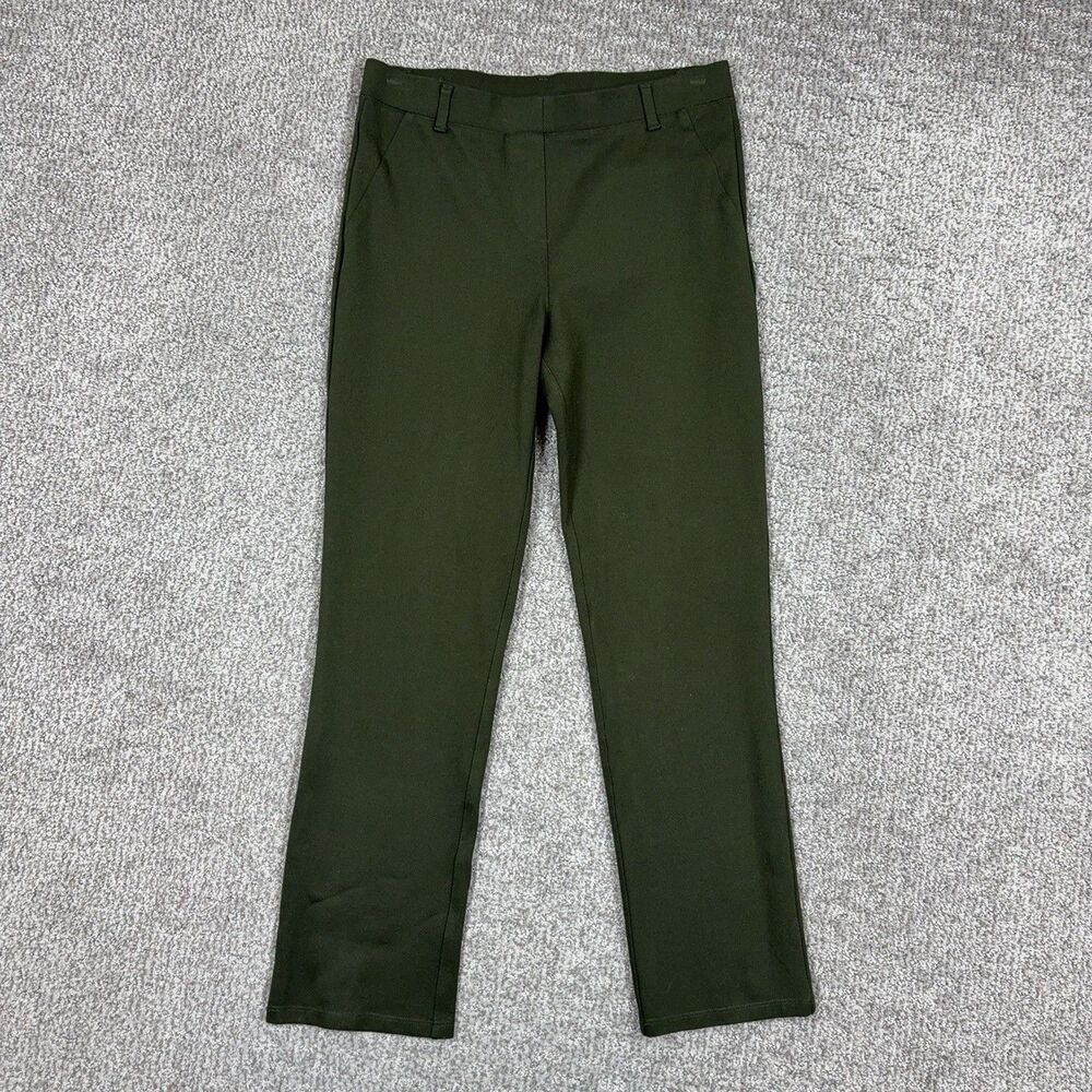 Quince Pants Womens Small Green Ponte Slim Tapered Pull On Stretch Ankle Travel